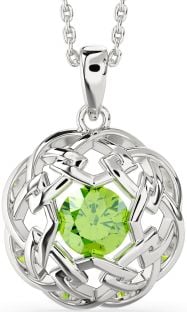 Peridot Silver Celtic Necklace