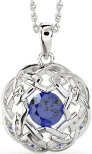 Sapphire Silver Celtic Necklace