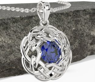 Safir Argint Celtic Colier