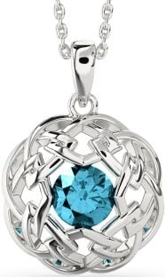 Aquamarine White Gold Celtic Necklace