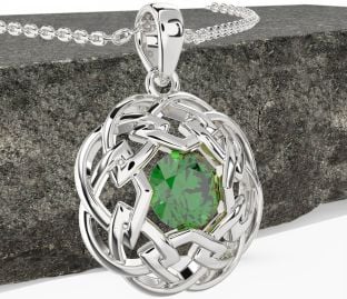 Emerald White Gold Celtic Necklace