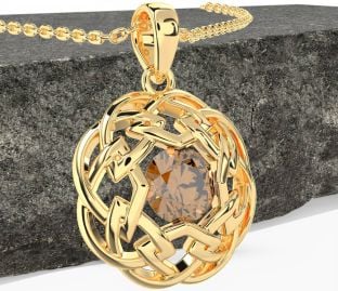 Citrine Gold Celtic Necklace
