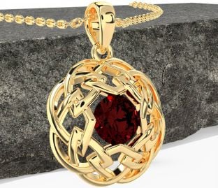 Garnet Gold Celtic Necklace