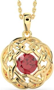 Ruby Gold Celtic Necklace