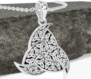 White Gold Black Rhodium Celtic Trinity Knot Necklace