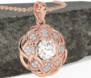 Diamond Rose Gold Silver Celtic Necklace