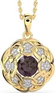 Diamond Alexandrite Gold Silver Celtic Necklace