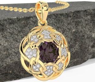 Diamond Alexandrite Gold Silver Celtic Necklace