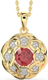 Diamond Ruby Gold Silver Celtic Necklace