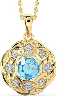 Diamond Topaz Gold Silver Celtic Necklace