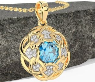 Diamond Topaz Gold Silver Celtic Necklace