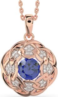 Diamond Sapphire Rose Gold Celtic Necklace