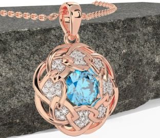 Diamond Topaz Rose Gold Celtic Necklace