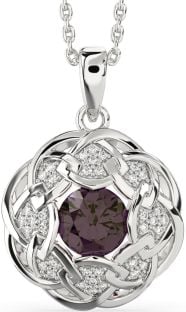 Diamond Alexandrite Silver Celtic Necklace