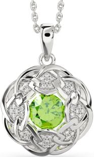 Diamond Peridot Silver Celtic Necklace