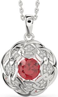Diamond Ruby Silver Celtic Necklace