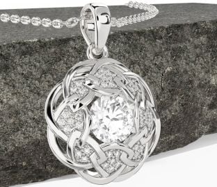 Diamant Biele Zlato keltský Náhrdelník