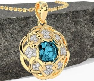 Diamante Aguamarina Oro céltico Collar