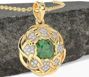 Diamond Emerald Gold Celtic Necklace