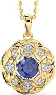 Diamond Sapphire Gold Celtic Necklace