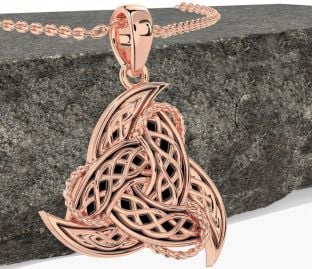 Rose Gold Silver Black Rhodium Celtic Trinity Knot Necklace