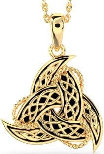 Gold Silver Black Rhodium Celtic Trinity Knot Necklace