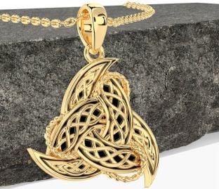 Gold Silver Black Rhodium Celtic Trinity Knot Necklace