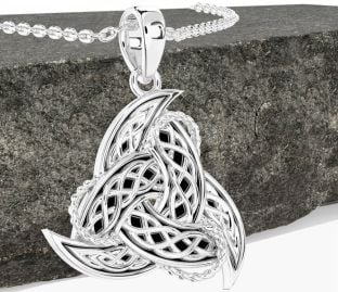 White Gold Black Rhodium Celtic Trinity Knot Necklace