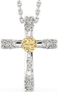 White Yellow Gold Celtic Trinity Knot Necklace