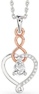 Diamond Platinum & Rose Gold Heart Infinity Necklace