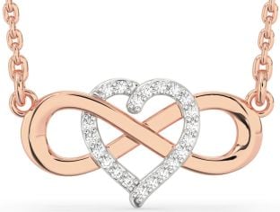 Diamond Platinum & Rose Gold Heart Infinity Necklace