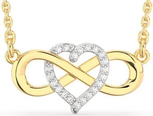 Diamond Platinum & Yellow Gold Heart Infinity Necklace