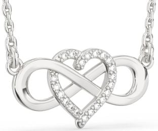 Diamond Platinum Heart Infinity Necklace