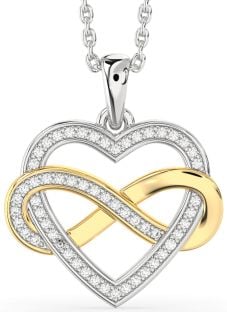 Diamond Platinum & Yellow Gold Heart Infinity Necklace