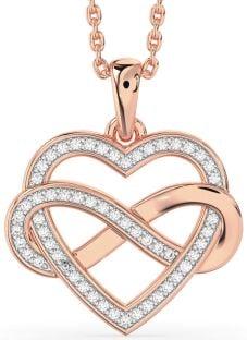 Diamond Rose Gold Heart Infinity Necklace