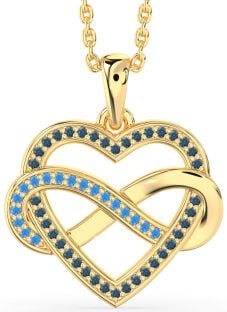 London Blue Topaz & Swiss Blue Topaz Gold Heart Infinity Necklace