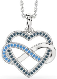 London Blue Topaz & Swiss Blue Topaz Platinum Heart Infinity Necklace