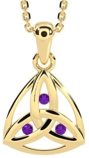 Amethyst Gold Silver Celtic Trinity Knot Necklace