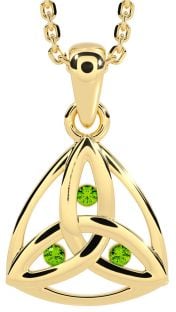 Peridot Gold Silver Celtic Trinity Knot Necklace