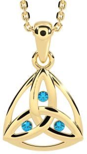 Topaz Gold Silver Celtic Trinity Knot Necklace