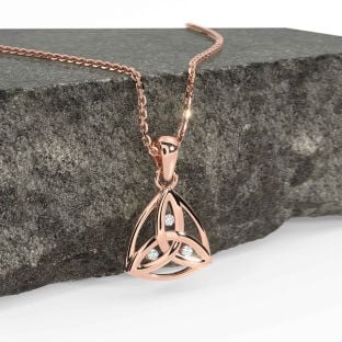 Diamond Rose Gold Celtic Trinity Knot Necklace