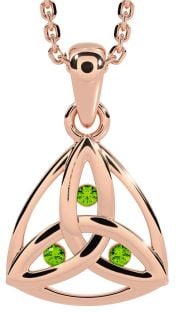 Peridot Rose Gold Celtic Trinity Knot Necklace