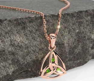 Peridot Rose Gold Celtic Trinity Knot Necklace