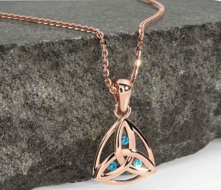 Topaz Rose Gold Celtic Trinity Knot Necklace