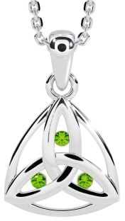 Peridot Silver Celtic Trinity Knot Necklace