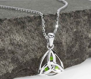 Peridot Silver Celtic Trinity Knot Necklace