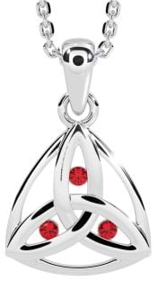 Ruby Silver Celtic Trinity Knot Necklace