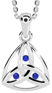 Sapphire Silver Celtic Trinity Knot Necklace