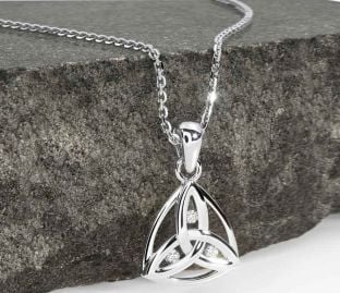 Diamond White Gold Celtic Trinity Knot Necklace