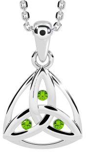 Peridot White Gold Celtic Trinity Knot Necklace